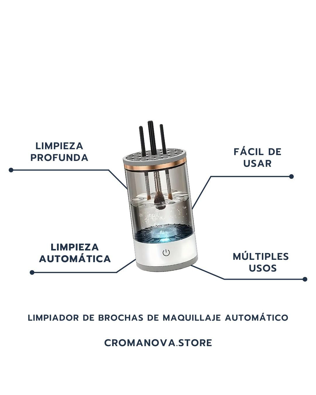 Limpiador Automático de Brochas de Maquillaje Eléctrico con Enchufe USB – Limpieza y Secado Rápido